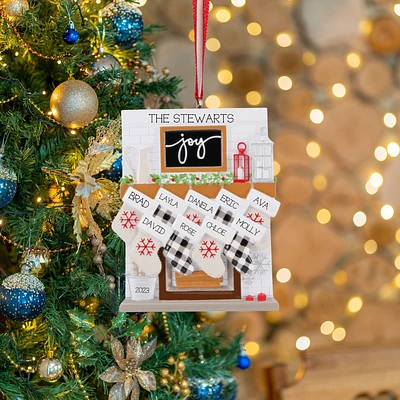 Mantle Stocking Family of 9 Ornament