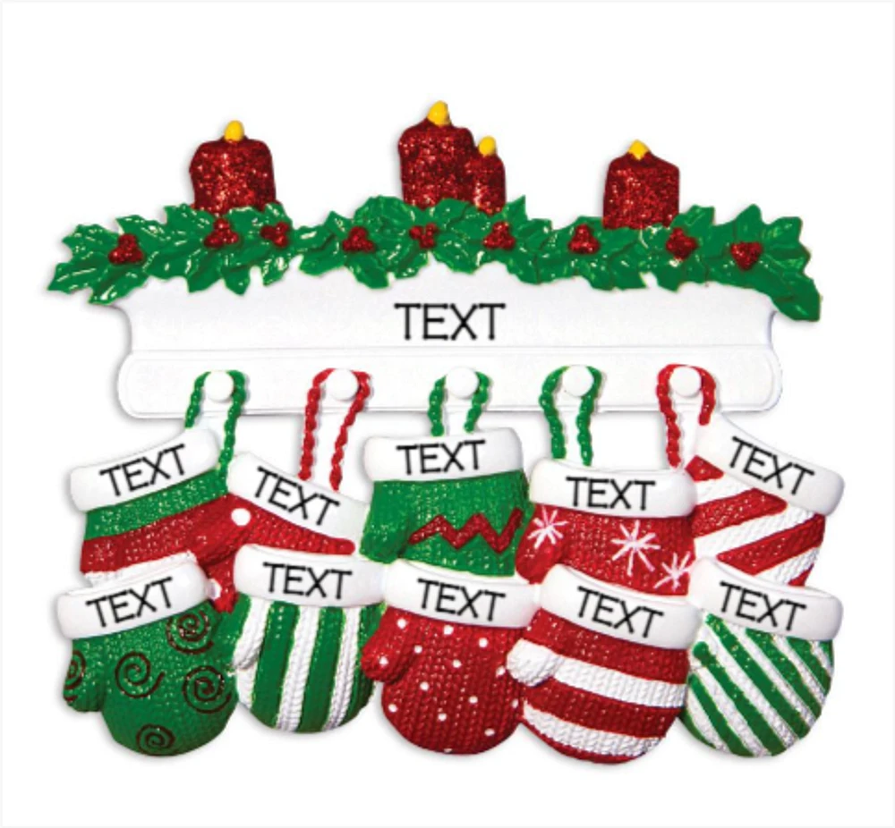 Mitten Family of 10 Ornament