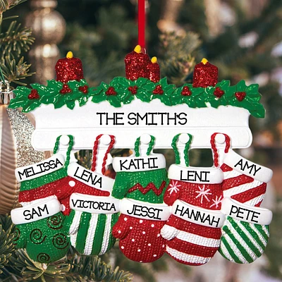 Mitten Family of 10 Ornament