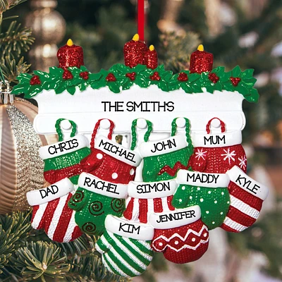 Mitten Family of 11 Ornament