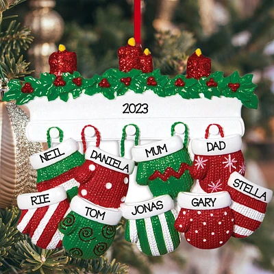 Mitten Family of 9 Ornament
