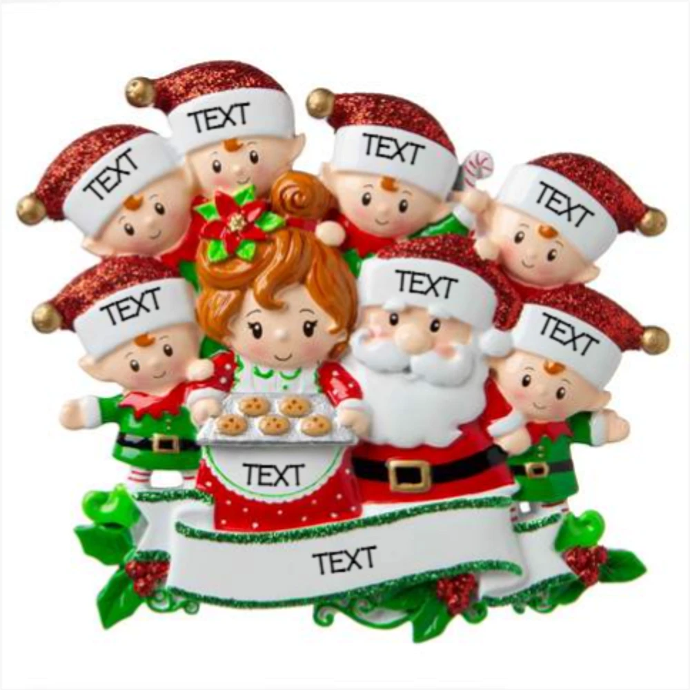 Mr & Mrs Claus family of 8 Ornament