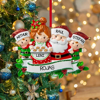 Mr & Mrs Claus family of 4 Ornament