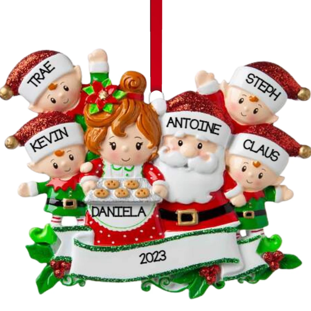 Mr & Mrs Claus family of 6 Ornament