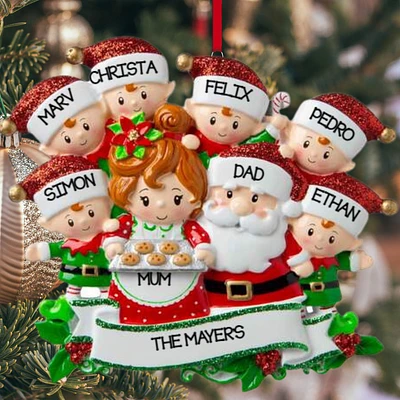 Mr & Mrs Claus family of 8 Ornament
