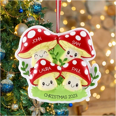Mushroom Family of 4 Ornament