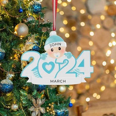 New 2024 Baby Pink & Blue Ornament