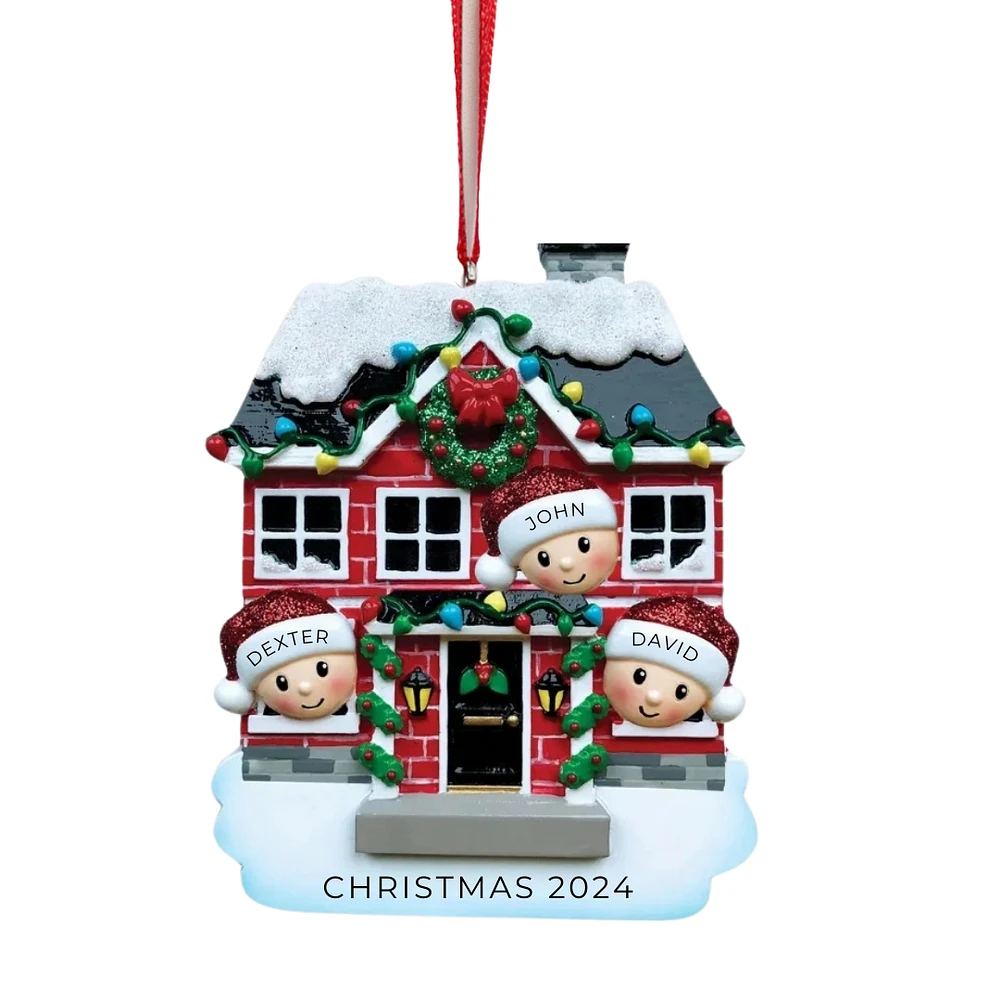 New House Family of 3 Ornament