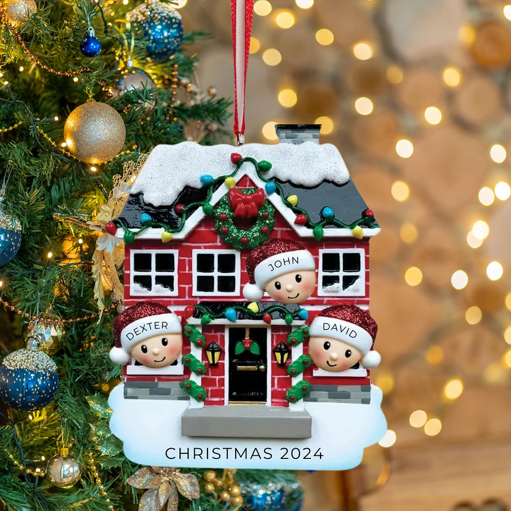 New House Family of 3 Ornament