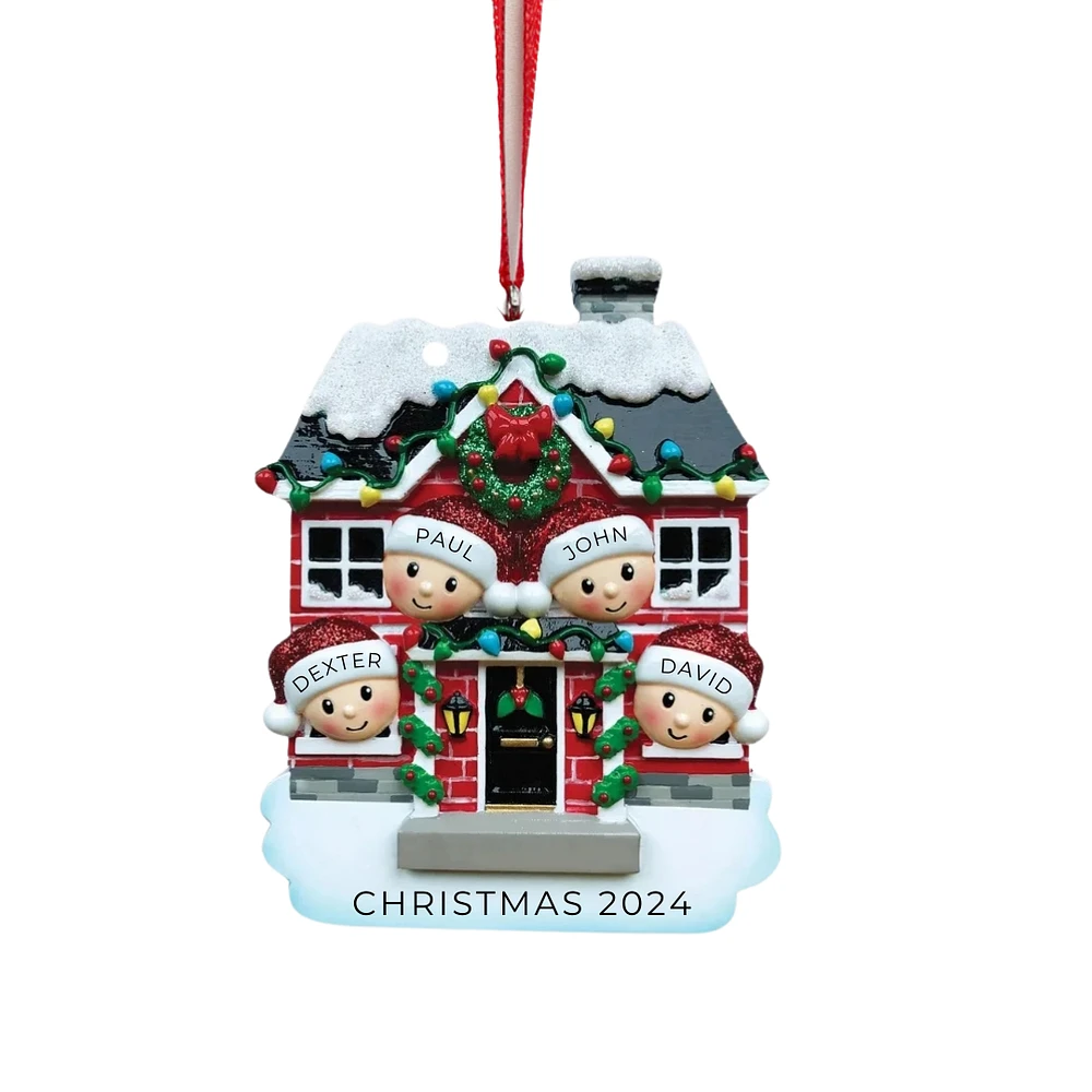 New House Family of 4 Ornament