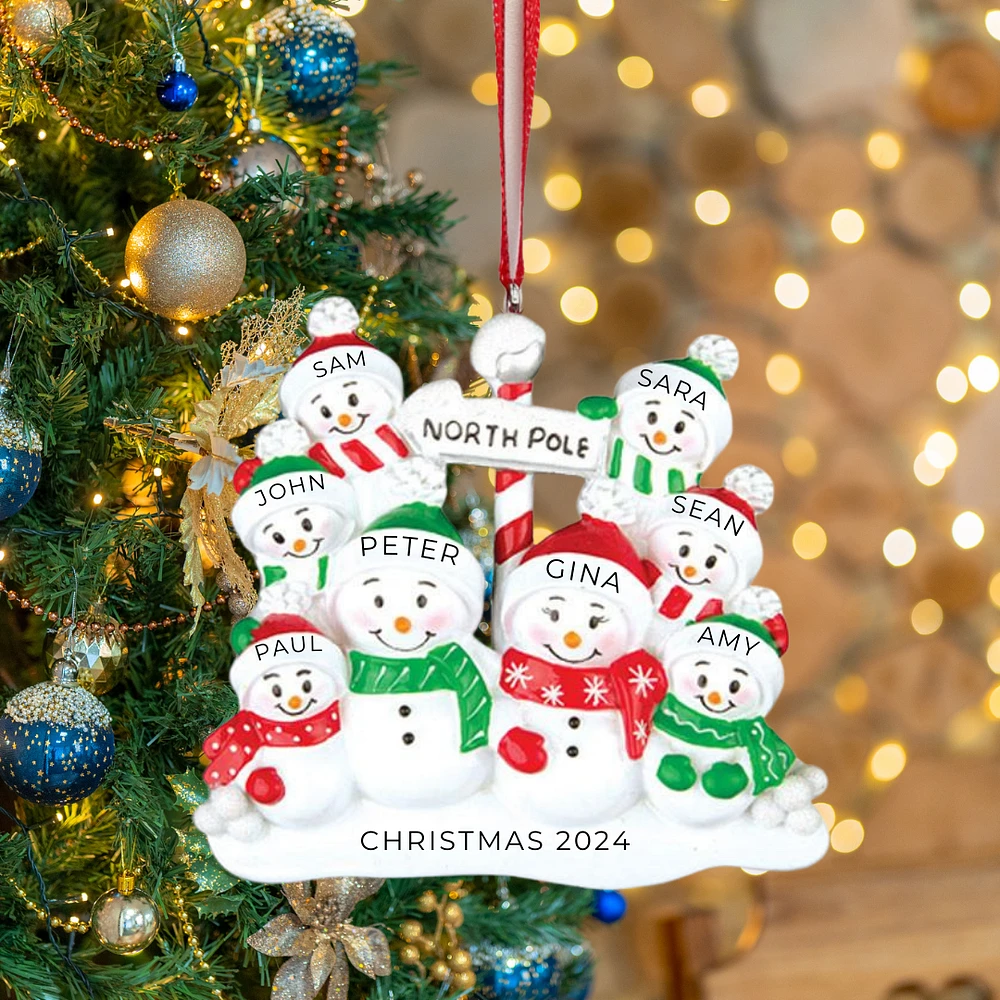North Pole Family of 8 Ornament