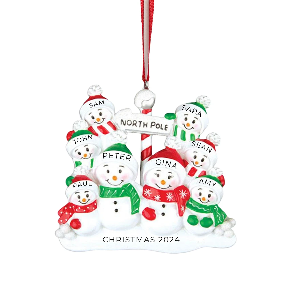 North Pole Family of 8 Ornament
