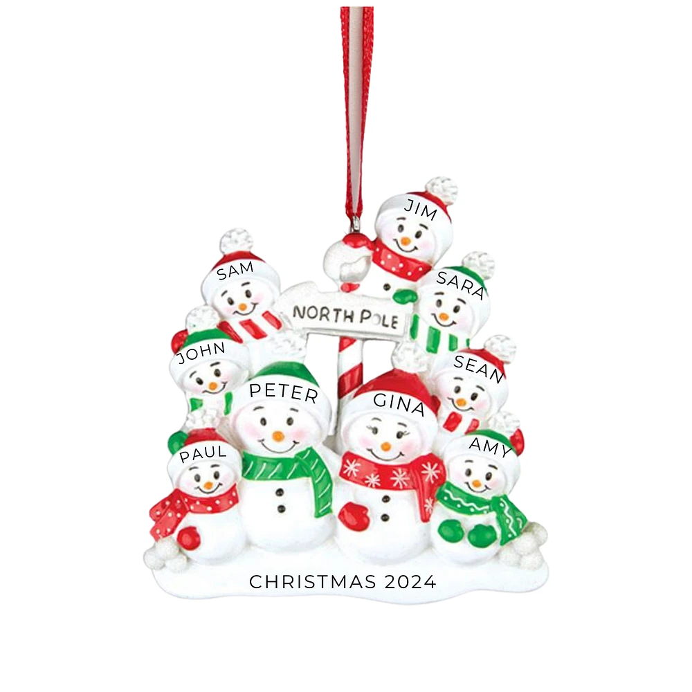 North Pole Family of 9 Ornament