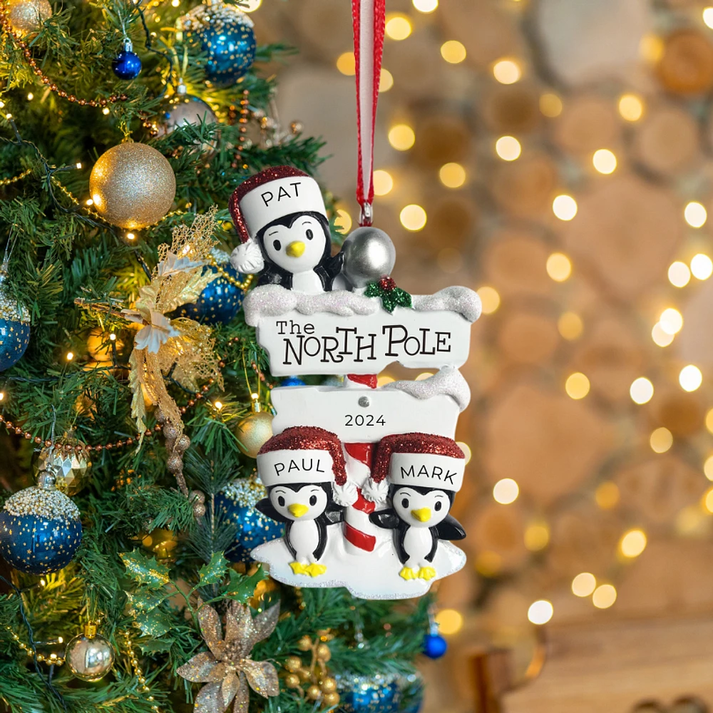 North Pole Penguin family of Ornament