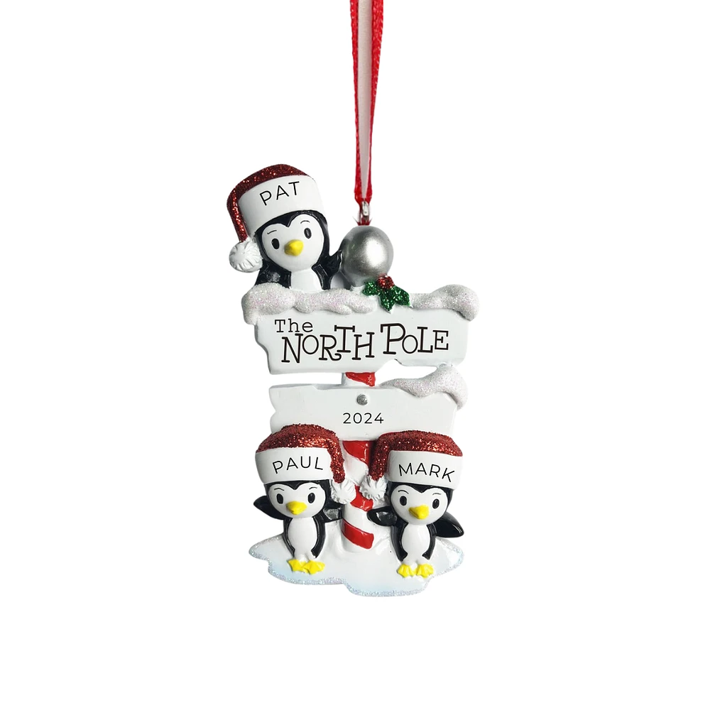 North Pole Penguin family of Ornament