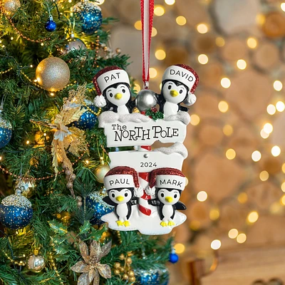 North Pole Penguin family of 4 Ornament