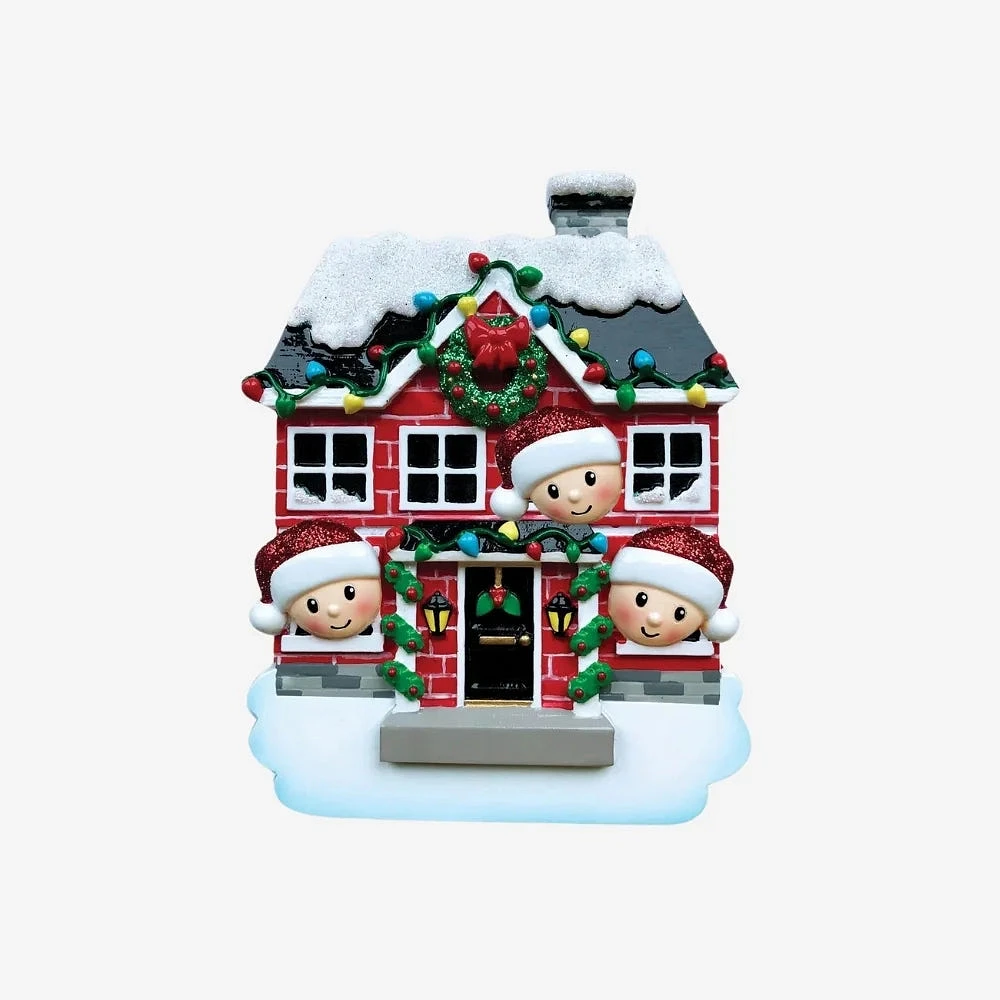 New House Family of 3 Ornament