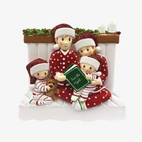 Reading In Bed Family of 4 Ornament