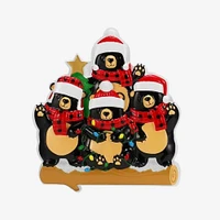 Bears with Scarf & Santa Hat Family of 4 Ornament