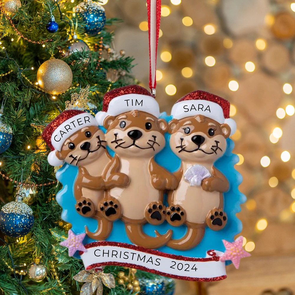 Otter family of 3 Ornament