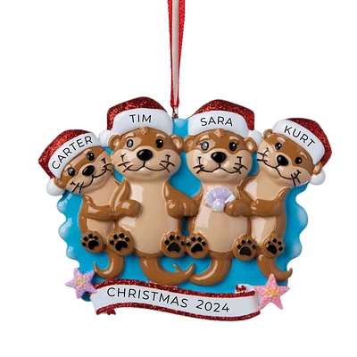 Otter family of 4 Ornament