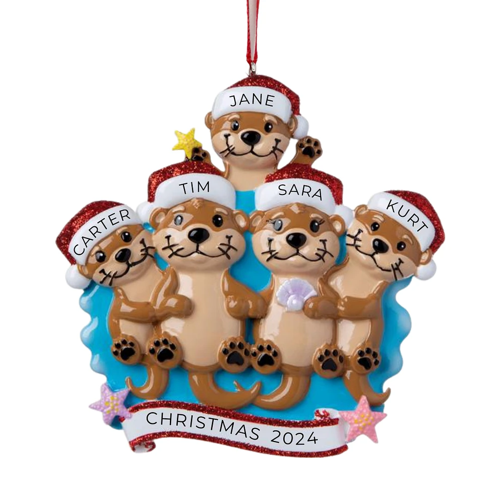 Otter family of 5 Ornament