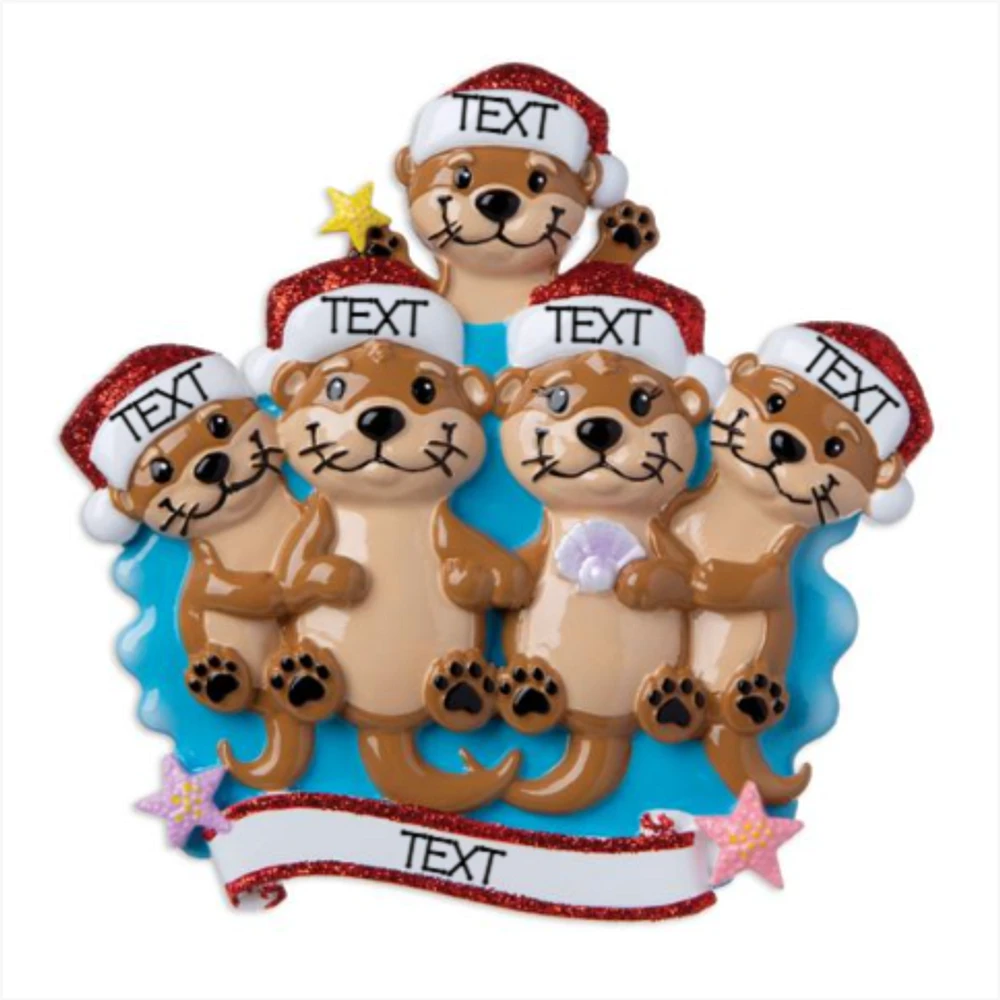 Otter family of 5 Ornament