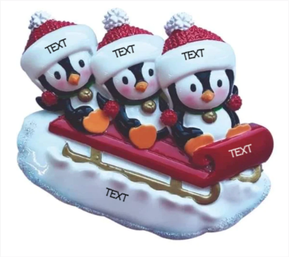 Penguin Family of on Sleigh Ornament