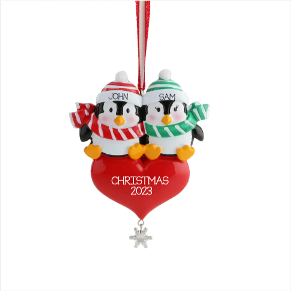 Penguin Sitting on the Heart Ornament