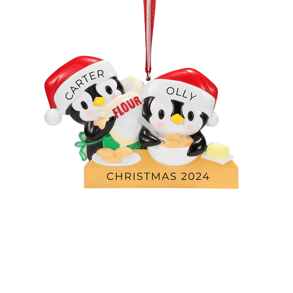 Penguin Baking Family of Ornament