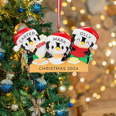 Penguin Baking Family of Ornament