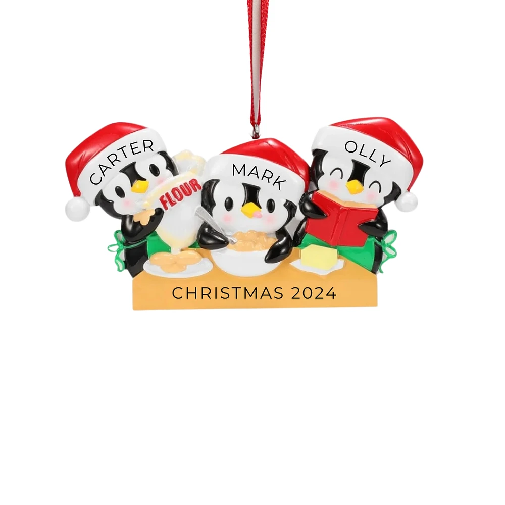 Penguin Baking Family of Ornament