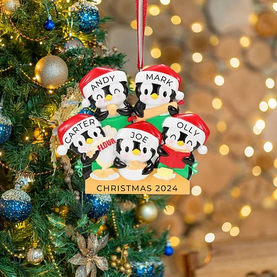 Penguin Baking Family of 5 Ornament