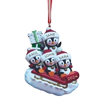 Penguin Family of on Sleigh Ornament