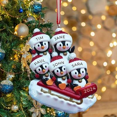 Penguin Family of 5 Ornament