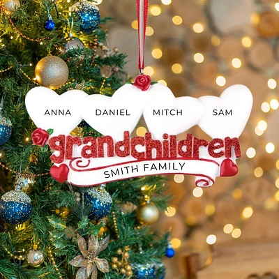 Grandchildren with Four Hearts Ornament