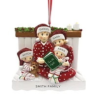 Reading In Bed Family of 4 Ornament