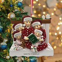 Reading In Bed Family of 5 Ornament