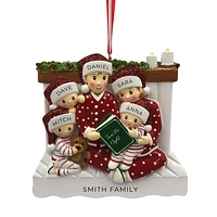 Reading In Bed Family of 5 Ornament