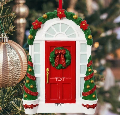 Red door with Wreath Ornament