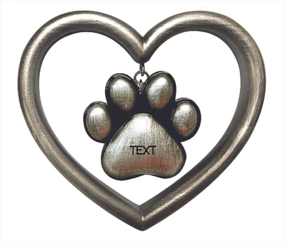 Silver Paw in Heart Ornament