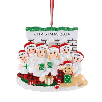 Fireplace Family of 6 Ornament