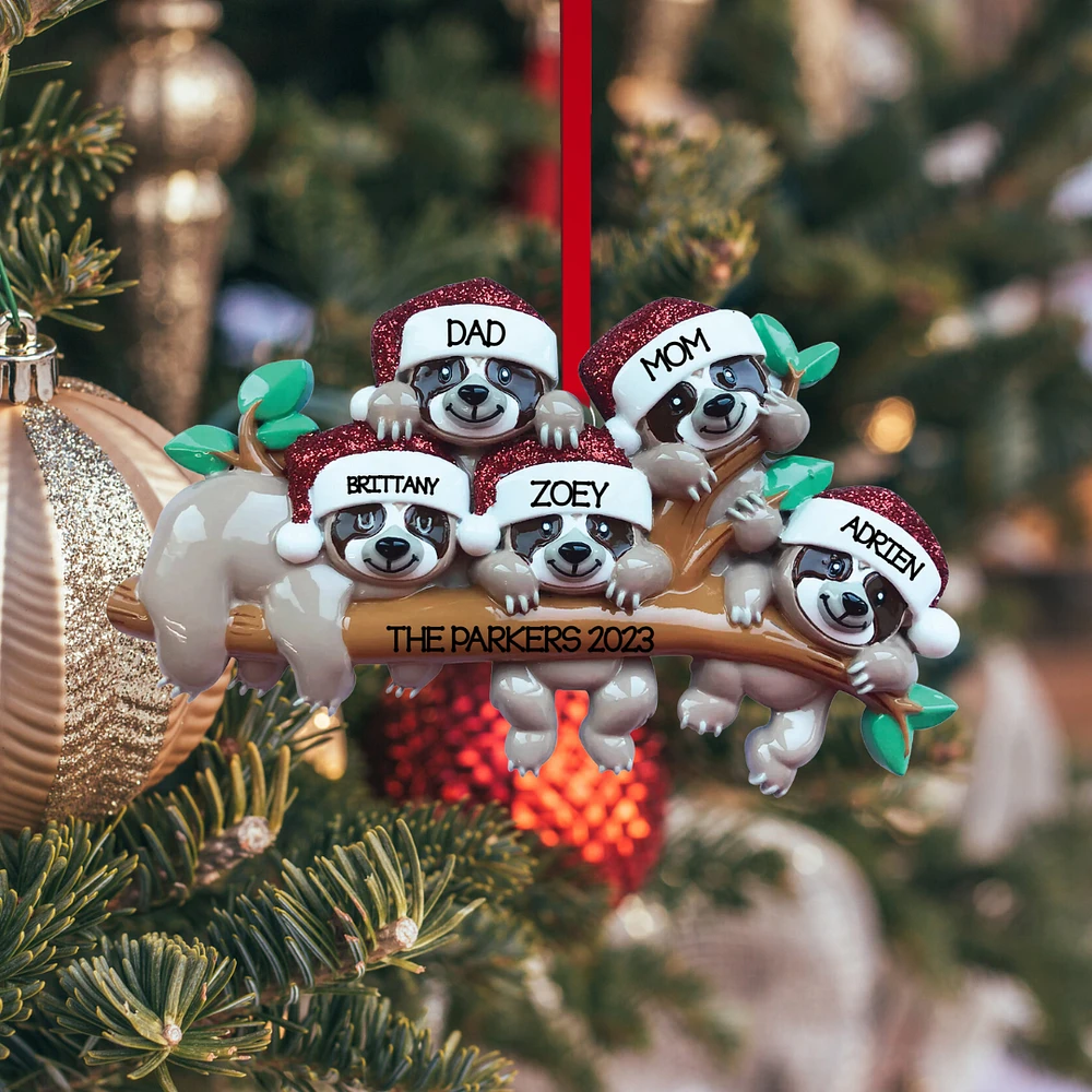 Sloth Family - Family of 5 Ornament