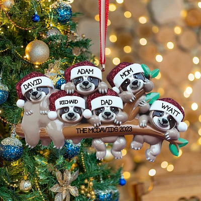 Sloth Family - Family of 6 Ornament