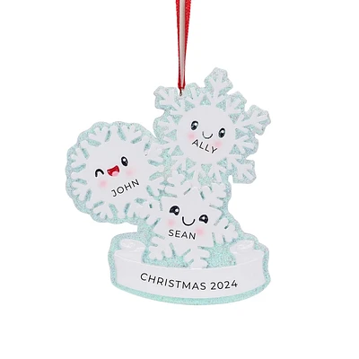 Snowflake Family of 3 Ornament