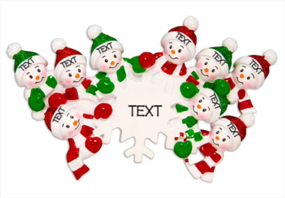 Snowman Snowflake Family of Ornament