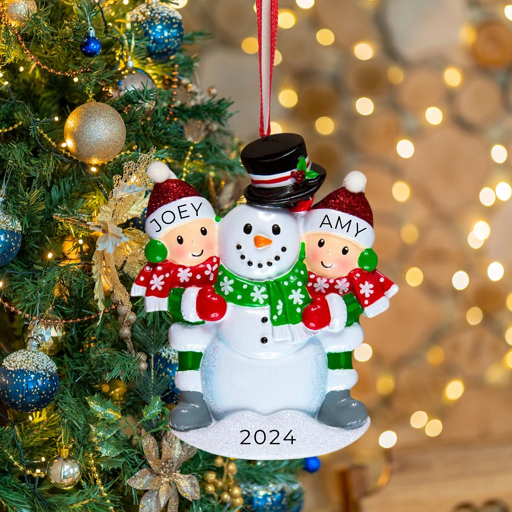 Snowman Building Family of 2 Ornament