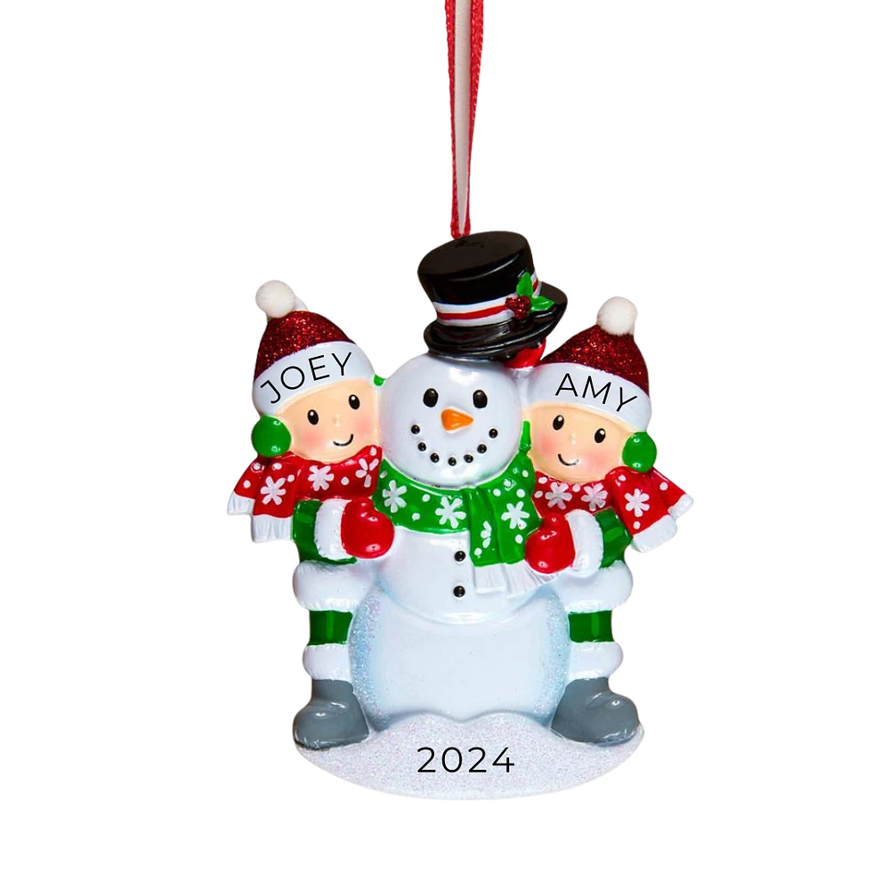 Snowman Building Family of 2 Ornament