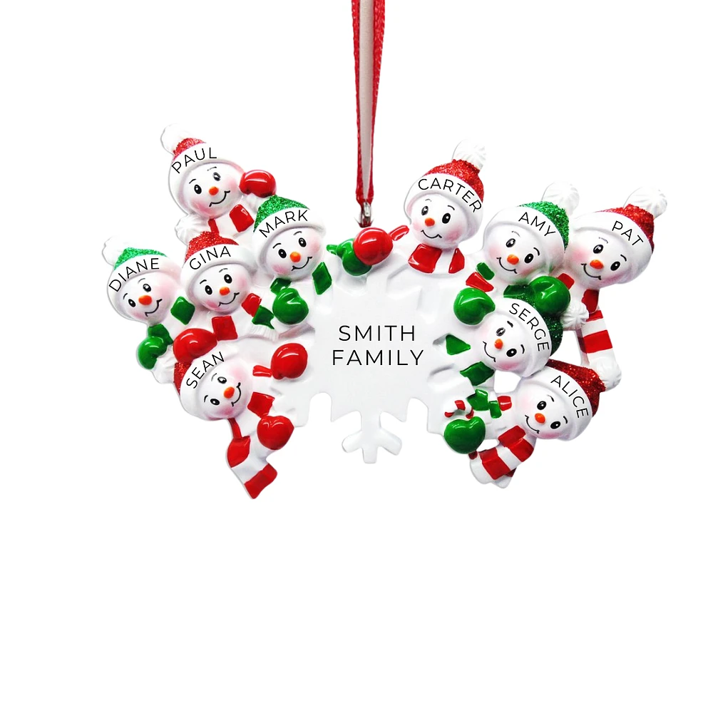 Snowman Snowflake Family of Ornament