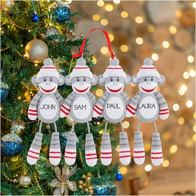 Sock Monkey Family of 4 Ornament